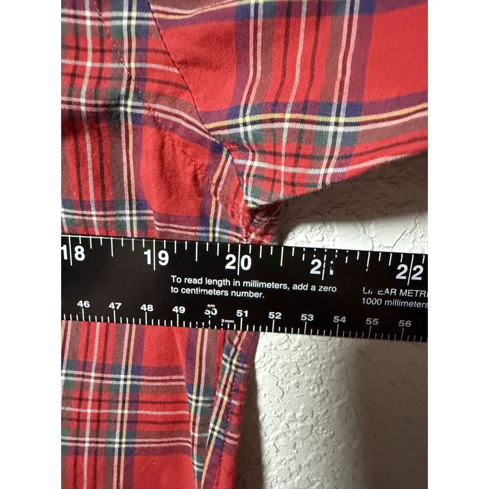 Ralph Lauren Plaid Button Down Shirt 6 Red Green Tartan Gold Crest Embroidered - Picture 7 of 8